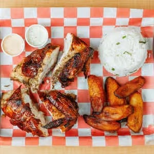 1/2 All White Charcoal Grilled Chicken with 2 Sides.