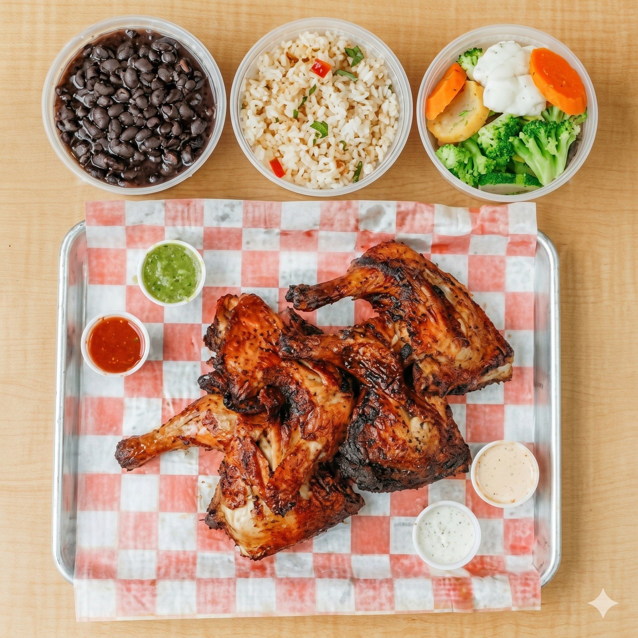 1 Whole All Dark Chicken Special + 3 Large Sides.