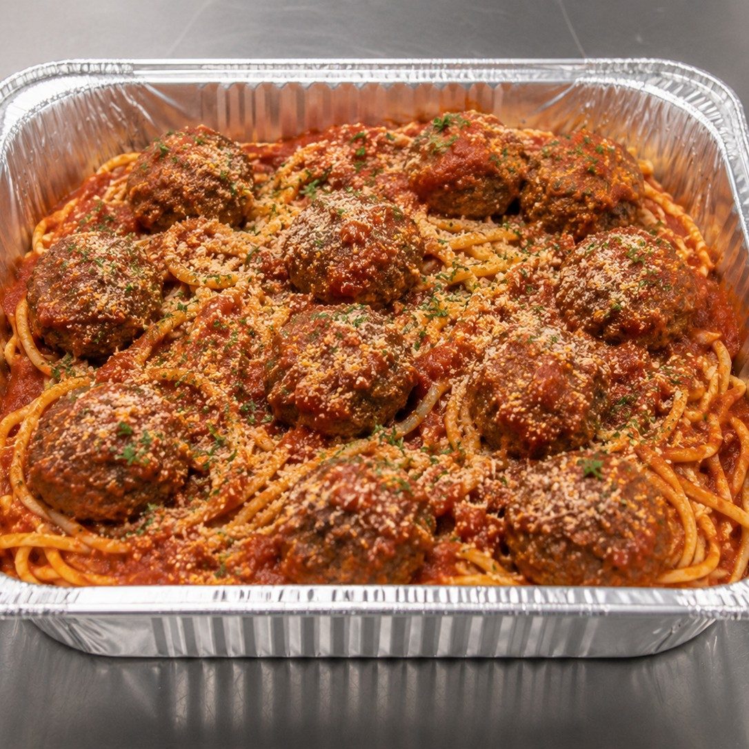 Spaghetti & Homemade Meatballs Tray.