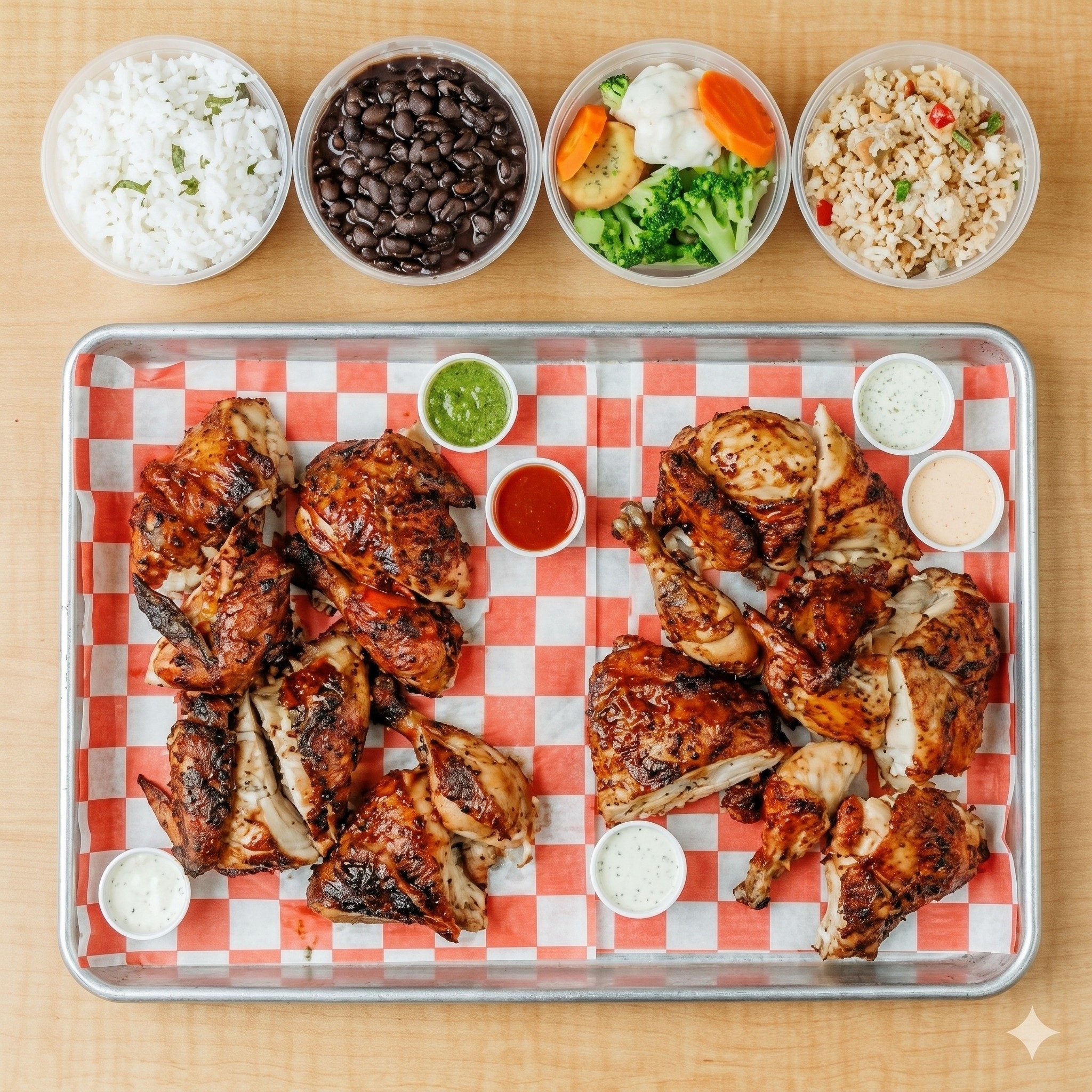 2 Whole Chicken Family Meal + 4 Large Sides!.